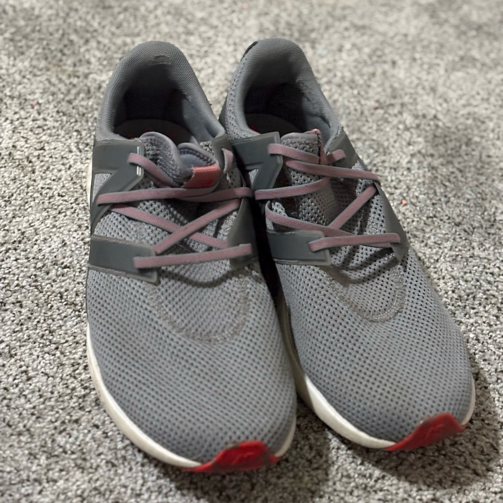 New Balance Gray and Red Sneakers